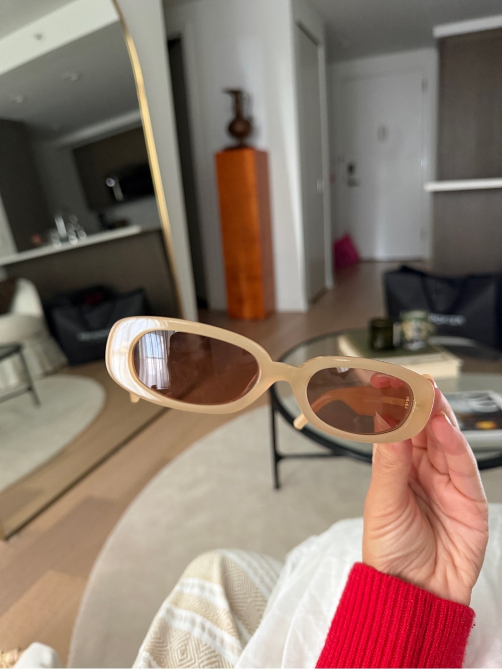 Beige Oval Women's Sunglasses - Unbranded